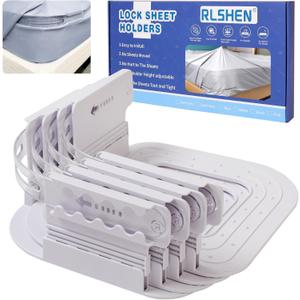 Adjustable Sheet Clips Keep Sheets in Place, Fitted Bed Sheet Holders Keep Sheets Firm & Tight for Bed Concers Creative Bed Accessories (White)