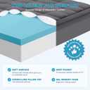 MASVIS King Size Dual Layer 4 Inch Memory Foam Mattress Topper, 2 Inch Gel Memory Foam and 2 Inch Cooling Pillow Top Mattress Pad Cover for Back Pain, Medium Support, Gray