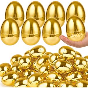 AMENON 3.15" Golden Easter Eggs, 36PCS Fillable Plastic Eggs Empty Surprise Gold Eggshells with Hinge for Easter Hunt Easter Basket Stuffers Fillers Classroom Prize Supplies Filling Treats Party Favor