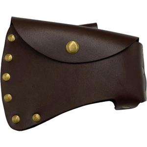Leather Axe Cover/Sheath - Hatchet Head Protector Case, Small Belt Holster Holder | Made of Full Leather with Grain, Durable & Rustic Accessories/Essentials for Camping and Outdoors Work (Brown)