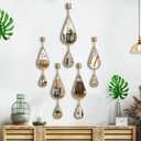 Wall Mirror Decorative Mirrors Mounted Decor Tear Drop Shape Gold for Bedroom Living Room Entryway Bathroom Vanity Brassy Gold Metal Frame, 5-Pack Mirrors Set