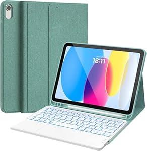 CHESONA for iPad 10th Generation Case with Keyboard, 7 Color Backlight, Multi-Touch Trackpad, Flip Stand Case with Pencil Holder, 2 Wireless Channels for iPad (A16) 11th/10th Gen (2025/2022), Black