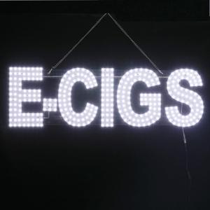 30"x10" Large LED E-CIGS Signs for Smoke Shops, Super Bright Unique Design E-CIGS Sign with Hanging Installation, High Visibility E-CIGS Sign for Stores Retail Shops Window (White)