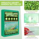 Garden Netting Kit for Raised Beds, 10x30FT Green Ultra Fine Mesh Netting 6 Sets of 8FT Garden Hoops, Insect Netting Row Cover Net Protect Plants Vegetable Fruits Flowers