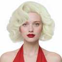 BESTBEL+Hair Cap Light Blonde Curly Wig Flip Platinum Blonde Wig for Women Vintage Synthetic Anime Hair for Halloween Cosplay Womens Cosplay Outfit for Costume Party