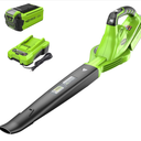 Greenworks 40V Leaf Blower/Sweeper, 150 MPH / 135 CFM, Lightweight, Quiet, with 2.0 Ah Battery and Charger, Perfect for Residential Lawn Care, Leaf Blowing Debris, Dust, Light Snow, and More