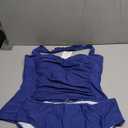 Eomenie Womens Halter Tankini Bathing Suit Ruched Tummy Control Two Piece Swimsuit with Bottom (X-Large, Navy Blue)