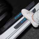 4pcs/Set Car Door Sill Plate Protectors - Black Soft Rubber Front/Rear Door Sill Scuff Plate Guard, Door Pedal Protector Stickers fit for Honda Civic (Blue)