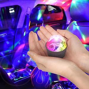 Rechargeable Mini Disco Ball Light for Car - Wireless Sound Activated DJ Party Lights with Magnetic Base - Portable RGB Strobe Light for Car Decor, Room, Camping, Kids Gift - USB Cable
