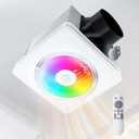 GROWNEER Bathroom Fan with Bluetooth Speaker, 110/160 CFM 1.0 Sone Bathroom Exhaust Fan with Heater, Powerful Oversize Exhaust Fan with Light & Remote, 9 RGB Modes, 1500lm 3-CCT & Nightlight