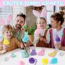 Geelin 24 Set Easter Wooden Bunny Cutouts for Crafts 5.1 Inch Wood Bunny with Pom-pom Hanging Rabbit Ornament Gifts for Spring Easter DIY Activity Home Table Centerpiece