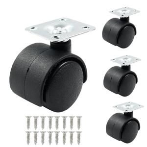 4pcs 1 Inch Swivel Caster Wheels, Black Nylon Plate Caster Wheels, Heavy Duty Swivel Plate Casters Wheel Replacement for Furniture, Cart, Cabinet, Shelf