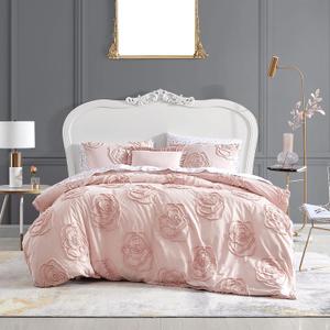 Betsey Johnson - Twin Duvet Cover Set, Reversible Cotton Bedding with Matching Sham & Bonus Throw Pillow, Dorm Essentials (Rambling Roses Pink)