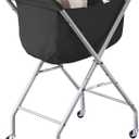 ELYKEN Laundry Cart with Wheels, 32H Easy Rolling Laundry Hamper with Removable Liner Bag, Sturdy Metal Frame Clothes Basket with 4 Casters and 2 Brakes (Black)