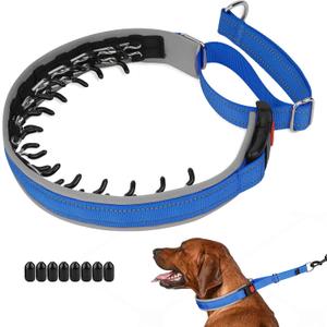 Mayerzon Martingale Dog Collar for Pulling, Patented No Pull Training Walking Collar with Buckle for Medium Large Dogs Bulldog Pitbull German Shepherd, Reflective, Adjustable(Medium, Dark Blue) 