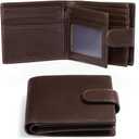 GOIACII Mens Wallet Large Capacity Genuine Leather RFID Blocking Bifold Wallets for Men with ID Window and 15 Card Slots
