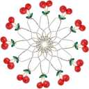 12 Pieces Cherry Shower Curtain Hooks for Bathroom Shower Rods, Stainless Steel Cherry Pendant Bathroom Decorations Curtain Rings Set (Red Cherries)