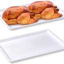 2 Pcs 18 x 26 Inch Large White Plastic Tray Rectangular Plastic Serving Trays Decorative Party Platters Large Fast Food Platters for Kitchen Restaurant Buffet