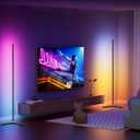 2PCS RGB Corner Floor Lamp, 64.5" RGB Color Changing Led Floor Lamp for Living Room APP and Remote Modern Light Bar with Music Sync and 16 Million Colors Dimmable Ambient Lighting for Bedroom