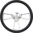 ForeverSharp Black Steering Wheel 14 Inch Aluminum with Chevy Installation Adapter and Horn