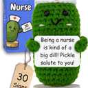 Nurse Gifts for Women - Positive Pickle Crochet W/ 30 Appreciation Cards | Funny Gift for Nurse Week, Birthday, Mothers Day, Nursing School Graduation, Bulk Staff Presents for RN, LPN, School Nurses