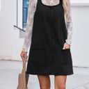Women's Denim Dress Sleeveless Casual Crewneck Vintage Overall Dress Jean Mini Dresses with Pockets Black (Black, S)