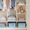 GRANNY SAYS Shoe Organizer for Closet, Fits up to 8 Pairs, 2 Pack Shoe Cubby Storage Containers with Side Mesh Pocket and Flip-Top Lids, Blue (Max Foot Length: 6")