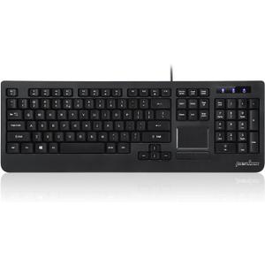 Perixx PERIBOARD-513II Wired USB Keyboard with Touchpad, Membrane Key Trackpad Keyboard with 10 Hot Keys, Black, Full US Layout
