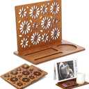 Huray Rayho Book Holder Wooden Book Stand for Reading Rest Page Marker Nightstands Organizer with Cup Mug Glasses Pen Holder Book Lovers Gift for Readers LibrarianTeachers Students Birthday Present