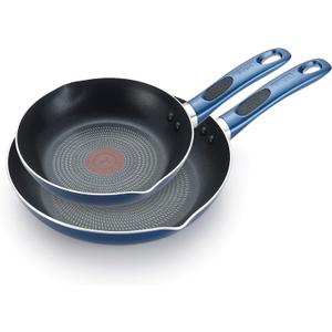 T-fal B037S264 Excite ProGlide Nonstick Thermo-Spot Heat Indicator Dishwasher Oven Safe 8 Inch and 10.5 Inch Fry Pan Cookware Set, 2-Piece, Blue