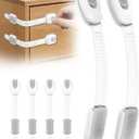 8 Packs Cabinet Locks Baby Proofing, Child Proof Cabinet Locks with 3M Adhesive, No-Drill Child Safety Cabinet Lock, Flexible for Drawer, Door, Fridge, Trashcan, Toilet Seat, Pantry