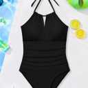 Girls One Piece Swimsuits Modest Padded Girls Bathing Suit Adjustable Straps Solid Full Coverage Swimwear Kids 9-16 (9-10 Years)