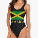 YELAIVP Women's Jamaica America Flag Padded One Piece Swimsuit Scoop Neck High Cut Bathing Suits Swimwear,  Small
