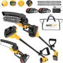 2-IN-1 6 Inch Pole Saw & Mini Chainsaw, 20V MAX 2.0 Ah Battery Powered Chain Saw, Lightweight 13 FT Max Reach Pole Saw for Tree Trimming, Wood Cutting