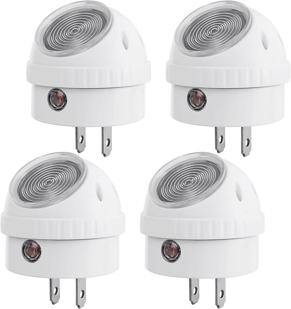 DEWENWILS Plug in Night Lights into Wall, Dusk to Dawn Sensor, 360 Rotating, Directional LED Nightlights for Kids, Nursy, Hallway, Bathroom, Bedroom, 5000K Daylight, UL Listed, 4 Pack (Cool White Light)