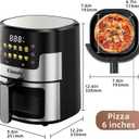 Kiseely Air Fryer, 6 QT Air Fryers with Glass Touch Screen, Clear Windows, 10-in-1 Stainless Air Fryer Oven with Auto Shut-Off Time & Temperature Control for Roast, Bake, Broil, Keep Warm (BQ1)