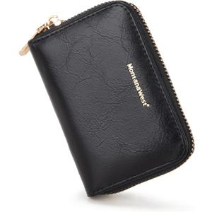 Montana West Small Credit Card Holder for Women Rfid Blocking Compact Card Organizer Multiple Card Slots With Zipper MWC-413BK