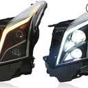 2PCS Headlight Assemblies for Cadillac ATS 2013-2019 LED Lens Projector Double Beam LED KIT with LED Daytime Running Lights Included All Bulbs Replace Halogen