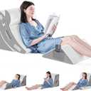 Yojoker 4PCS Orthopedic Bed Wedge Pillow Set for Sleeping, Post Surgery Foam Pillow for Body, Back and Leg Pain Relief, Triangle Adjustable Support Pillow - Acid Reflux, Anti Snoring & GERD Sleeping (White)