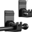 Universal Heavy Duty Curtain Rod Brackets, No Drill Curtain Rod Brackets with Adhesive & Invisible Nail, 30+LB Load Curtain Rod Holders, Damage Free Curtain Rod Hooks for Wall, Bathroom, Kitchen 2PC