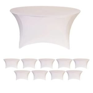 Banquet Tables Pro White, Case Pack of 10 72 Inch 6 Ft. Round Spandex Table Cover for Events, Wedding, Parties Washable and Wrinkle Resistant