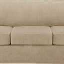 4 Piece T Cushion Sofa Slipcovers Stretch Couch Cover Furniture Covers with 3 Individual T Cushion Covers, Machine Washable for Living Room (Island Fossi, 3 Cushions)