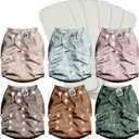 Mama Koala 3.0 Pocket Cloth Diapers for Babies with AWJ Lining, 6 Pack with 6 4-Layer Natural Cloth Diaper Inserts - Reusable and Washable Pocket Diapers(Simply Neutrals)
