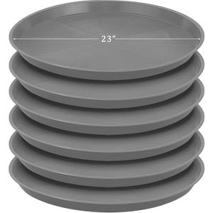 Eccliy 6 Pack Plastic Plant Saucer Heavy Duty Planter Saucers Large Plant Pot Saucers Plastic Water Trays for Indoors and Outdoors Flower Plant Plant Drip (Gray,23 Inch)