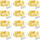 Minetom 12 Pack Fairy Lights Battery Operated String Lights - 7ft 20 LED Waterproof Silver Wire Firefly Light Waterproof for DIY Crafts Wedding Dcor Table Mason Jars Party (Warm White)