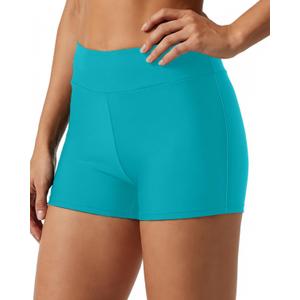 Womens High Waisted Swim Shorts - 3" Bathing Suit Bottoms Boyshorts Swimsuits Board Shorts with Liner 2025 (Medium, Turquoise)
