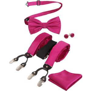 Alizeal Mens Paisley Suspender and Bowtie Hanky Cufflinks | Classic Perfect for Formal Wear Daily Use Special Occasions