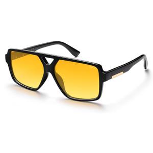 SOJOS Retro Oversized Square Polarized Sunglasses for Women and Men Vintage Shades Classic Large Sun Glasses SJ2618 (Black/Yellow)