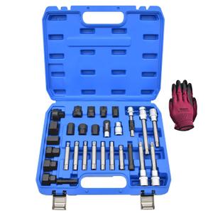 30PCS Alternator Pulley Remove Install Tool Kit, Compatible with VW Audi Ford BMW Benz Volvo GM Toyota Buick Chevrolet, Alternator Decoupler Pulley Tool, Clutch Freewheel Removal Socket Bit Set
