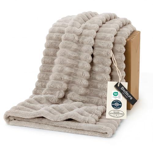 Bedsure GentleSoft Light Brown Throw Blanket for Couch - Cozy Soft Fleece Blankets for Women, Cute Small Throws for Girls, 50x60 Inches